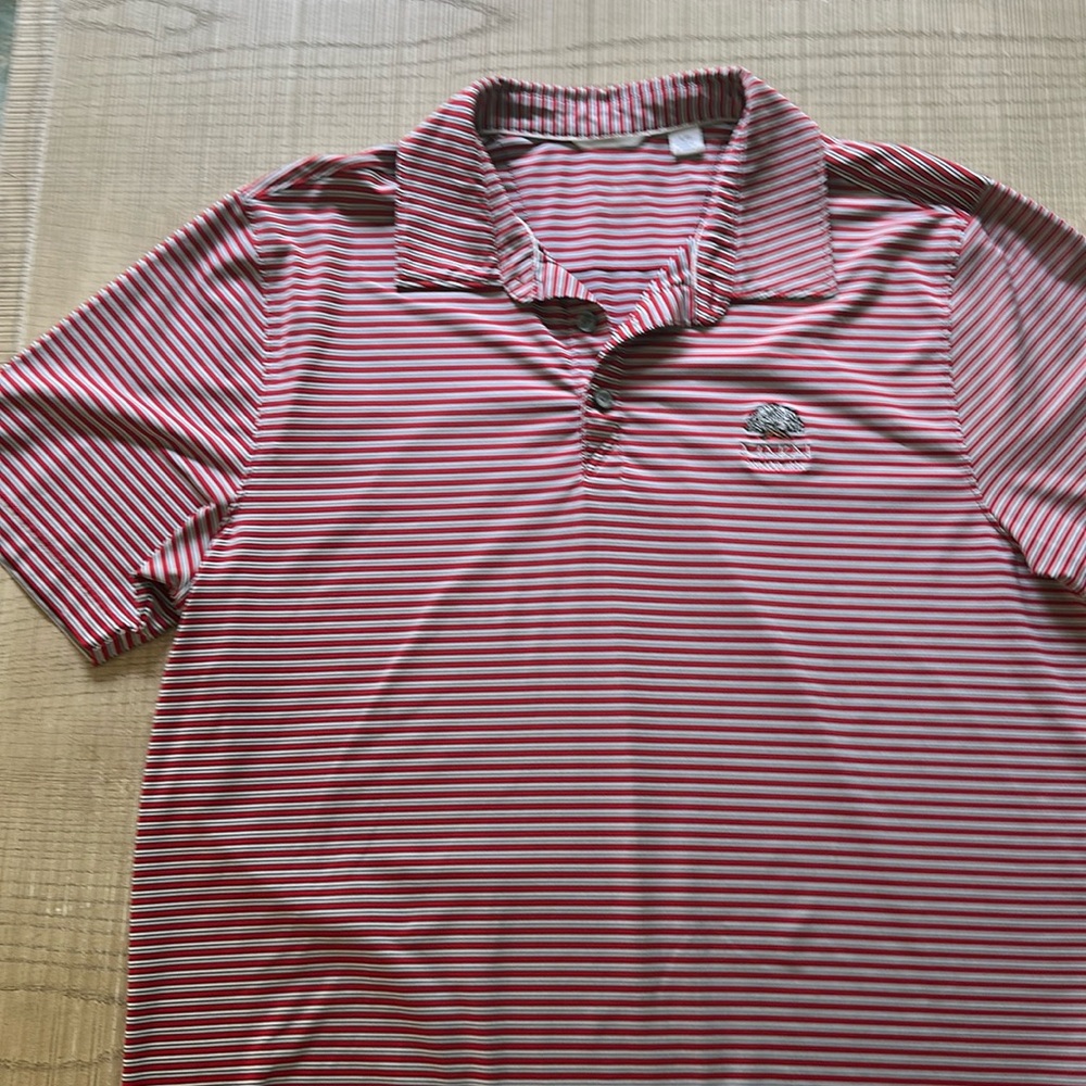 Men's Red Striped Polo Shirt